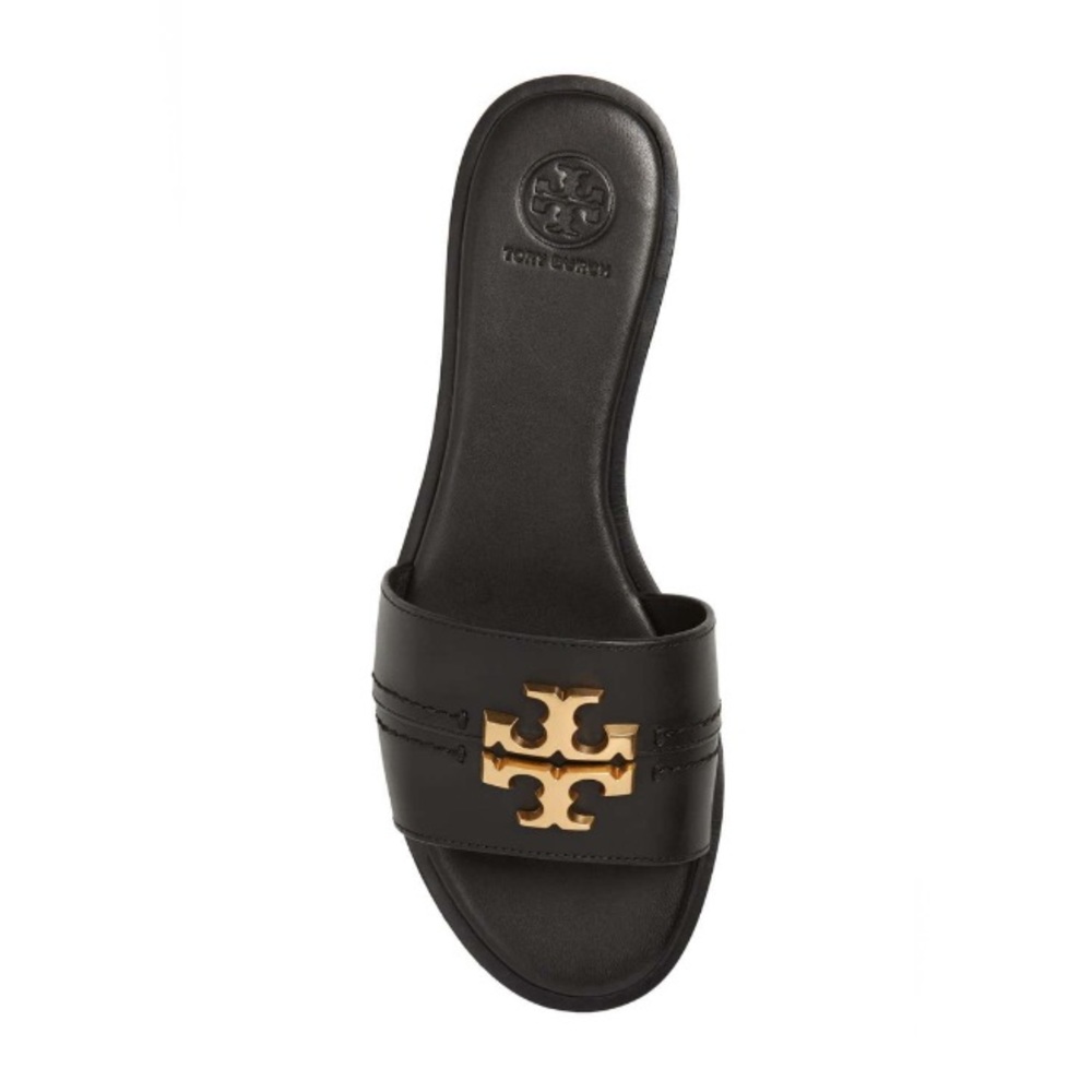 NIB Tory Burch Everly Slide Flat Sandals Black - Picture 6 of 11